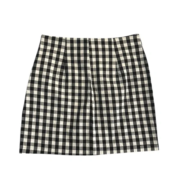 NWT Guess Emilia Gingham Mini Skirt Black White Plaid Size M - Picture 2 of 8